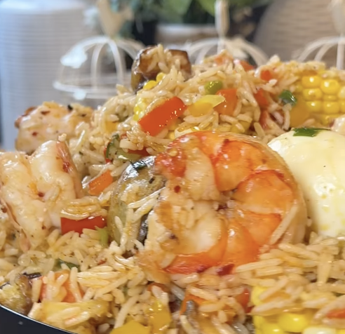 Seafood broil stir fried rice